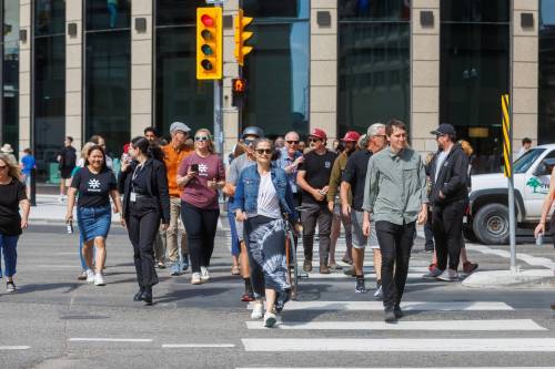 Mike Deal / Free Press files
                                Portage and Main, which had been closed to pedestrians since 1979, finally reopened in June 2025.