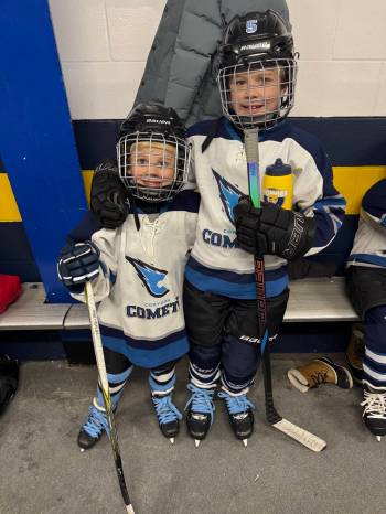 LUKE SCHENN PHOTO
                                Weston (left) and Kingston Schenn hit the ice as often as they can.