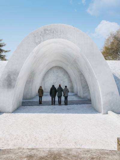 A rendering depicts the inside of the winter pavilion, which will stand 16 feet high at its peak. (Supplied)