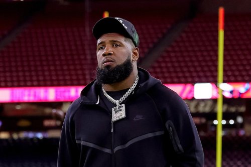 FILE - Buffalo Bills defensive tackle Ed Oliver arrives prior to an NFL football game against the Houston Texans, Thursday, Nov. 20, 2025, in Houston. (AP Photo/Maria Lysaker, File)