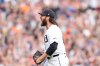 FILE - Detroit Tigers pitcher Jason Foley reacts after the final out during the ninth inning of a baseball game against the Tampa Bay Rays, Sept. 26, 2024, in Detroit. (AP Photo/Carlos Osorio, File)