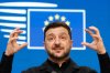 Ukraine's President Volodymyr Zelenskyy speaks during a media conference at the EU Summit in Brussels, Thursday, Dec. 18, 2025. (AP Photo/Geert Vanden Wijngaert)