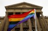 Protestors take part in a Gay Straight Alliance rally at the Alberta Legislature in Edmonton on Wednesday June 19, 2019. THE CANADIAN PRESS/Jason Franson