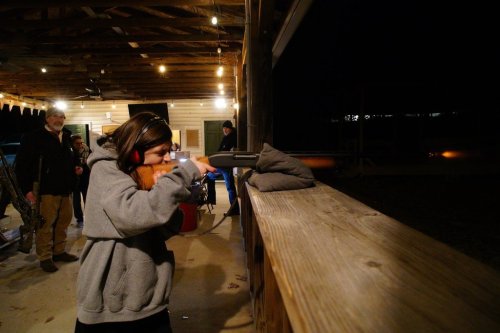 Mick Wysocky, 12, fires a shotgun during a turkey shoot at Moose Lodge 1318 in Wake Forest, N.C., on Friday, Dec. 12, 2025. (AP Photo/Allen G. Breed)