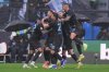 Napoli's Amir Rrahmani celebrates after scoring during the Italian Serie A soccer match between SS Lazio and SSC Napoli in Rome, Sunday, Jan. 4, 2026. (Fabrizio Corradetti/LaPresse via AP)
