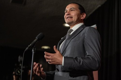 Premier of Manitoba Wab Kinew speaks to media prior to the First Minister’s Meeting in Saskatoon on Monday, June 2, 2025. THE CANADIAN PRESS/Liam Richards