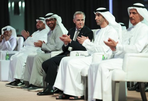Prime Minister Mark Carney takes part in the Canada-UAE Investment Summit in Abu Dhabi on Friday, Nov. 21, 2025. THE CANADIAN PRESS/Sean Kilpatrick