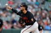 FILE - Baltimore Orioles starting pitcher Zach Eflin delivers during the third inning of a baseball game against the Toronto Blue Jays, Monday, July 28, 2025, in Baltimore. (AP Photo/Stephanie Scarbrough, File)
