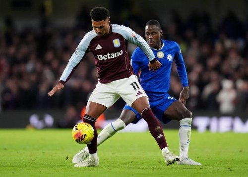 Aston Villa's Ollie Watkins, left and Chelsea's Trevoh Chalobah vie for the ball, during the English Premier League soccer match between Chelsea and Aston Villa, at Stamford Bridge, in London, Saturday, Dec. 27, 2025. (Adam Davy/PA via AP)
