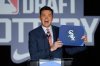 Greg Amsinger, MLB Network host, announces that the Chicago White Sox will have the number one pick in draft during a broadcast at the Major League Baseball's winter meetings, Tuesday, Dec. 9, 2025, in Orlando, Fla. (AP Photo/John Raoux)