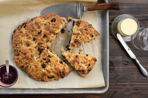 A recipe for dried cherry scones is displayed in New York on July 5, 2018. (Cheyenne M. Cohen via AP)