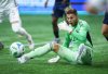 Vancouver Whitecaps goalkeeper Isaac Boehmer makes a save during the first half of a Canadian Championship semifinal soccer match against Forge FC, in Vancouver, on Tuesday, September 16, 2025. THE CANADIAN PRESS/Darryl Dyck