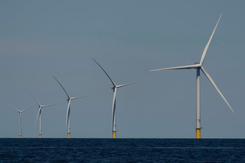 FILE - Wind turbines operate at Vineyard Wind 1 offshore wind farm off the coast of Massachusetts, July 19, 2025. (AP Photo/Carolyn Kaster, File)