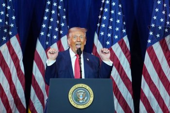 President Donald Trump speaks to House Republican lawmakers during their annual policy retreat, Tuesday, Jan. 6, 2026, in Washington. (AP Photo/Evan Vucci)