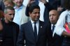 FILE - PSG president Nasser Al-Khelaifi smiles before the League One soccer match Paris Saint-Germain against Angers at the Parc des Princes stadium, Friday, Aug. 22, 2025 in Paris. (AP Photo/Aurelien Morissard, File)
