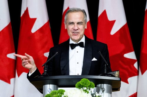 Prime Minister Mark Carney speaks during the Parliamentary Press Gallery Dinner in Ottawa on Saturday, Nov. 29, 2025. THE CANADIAN PRESS/Spencer Colby