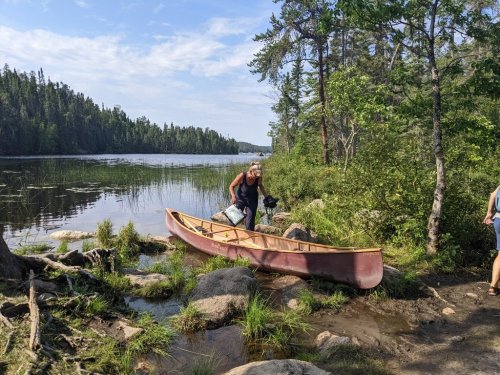 Margerit Roger is seen in this handout photo, with her canoe on a lake near Kenora, Ont., in August 2022. THE CANADIAN PRESS/Handout - Margerit Roger (Mandatory Credit)