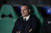 Brugge's head coach Nicky Hayen waits for the start of the Champions League opening phase soccer match between Sporting CP and Club Brugge in Lisbon, Wednesday, Nov. 26, 2025. (AP Photo/Armando Franca)