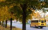 A school bus drives down a street in Montreal, Thursday, Oct. 24, 2024. THE CANADIAN PRESS/Christinne Muschi
