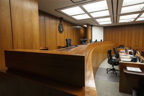 Judges bench at the Edmonton Law Courts building, in Edmonton, Friday, June 28, 2019. THE CANADIAN PRESS/Jason Franson