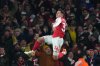 Arsenal's Martin Zubimendi celebrates after scoring his side's second goal during the English Premier League soccer match between Arsenal and Aston Villa in London, Tuesday, Dec. 30, 2025. (AP photo/Alastair Grant)