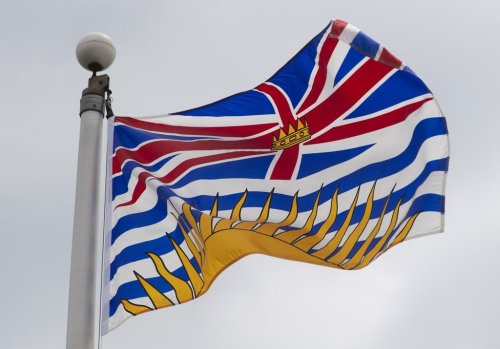 British Columbia's provincial flag flies in Ottawa, July 3, 2020. THE CANADIAN PRESS/Adrian Wyld