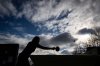 A woman is silhouetted while playing table tennis at Hastings Park, in Vancouver, on Thursday, Jan. 28, 2021. THE CANADIAN PRESS/Darryl Dyck