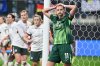 VfL Wolfsburg's Alexandra Popp reacts during the women's Champions League opening phase soccer match between VfL Wolfsburg and Chelsea in Wolfsburg, Germany, Wednesday, Dec. 17, 2025. (Swen Pförtner/dpa via AP)