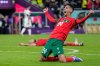 FILE - Morocco's Bilal El Khannous celebrates at the end of the match his team victory during the World Cup quarterfinal soccer match between Morocco and Portugal, at Al Thumama Stadium in Doha, Qatar, Saturday, Dec. 10, 2022. (AP Photo/Ariel Schalit, File)
