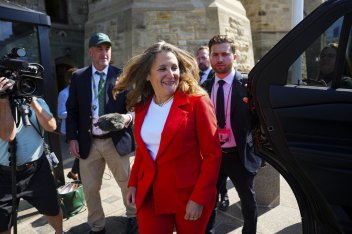 MP Chrystia Freeland leaves the West Block of Parliament Hill in Ottawa on Tuesday, Sept. 16, 2025. THE CANADIAN PRESS/Sean Kilpatrick