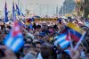 Cubans attends a rally in Havana, Saturday, Jan. 3, 2026, in solidarity with Venezuela after the U.S. captured President Nicolas Maduro and flew him out of Venezuela. (AP Photo/Ramon Espinosa)
