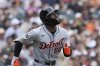 FILE - Detroit Tigers' Akil Baddoo watches the flight of the ball during a baseball game against the San Francisco Giants Aug. 11, 2024, in San Francisco. (AP Photo/Godofredo A. Vásquez, File)