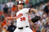 FILE - Baltimore Orioles pitcher Kyle Bradish throws during the first inning of a baseball game against the New York Yankees, Sept. 21, 2025, in Baltimore. (AP Photo/Peter Casey, File)