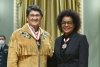 Ovide Mercredi of Winnipeg is invested as an officer of the Order of Canada by former governor general Michaelle Jean on behalf of Gov. Gen. Mary Simon during a ceremony at Rideau Hall in Ottawa, on Thursday, Nov. 17, 2022. THE CANADIAN PRESS/Justin Tang