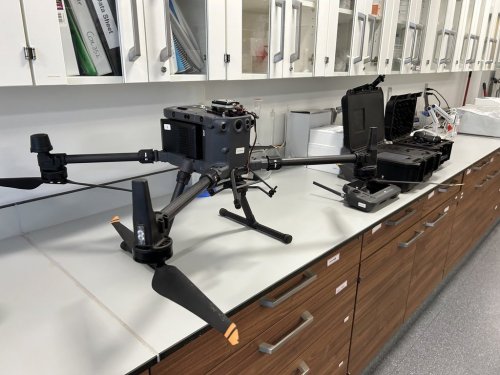 A surveyor drone is shown at the Dalhousie University agricultural campus in Truro, N.S. on Dec. 17, 2025. THE CANADIAN PRESS/Emily Baron Cadloff