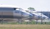 A row of unfinished Bombardier Global Express aircraft is seen at a Bombardier plant in Montreal on Friday, June 5, 2020. THE CANADIAN PRESS/Paul Chiasson