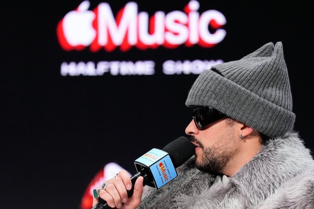 Apple Music Super Bowl LX Halftime Show performer Bad Bunny speaks during a news conference, Thursday, Feb. 5, 2026, in San Francisco ahead of the NFL Super Bowl 60 football game between the Seattle Seahawks and the New England Patriots. (AP Photo/Godofredo A. Vásquez)