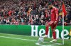 Liverpool's Mohamed Salah prepares to execute a corner kick during the Champions League soccer match between Liverpool and Qarabag in Liverpool, Wednesday, Jan. 28, 2026. (AP Photo/Darren Staples)