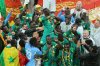 Senegal's Sadio Mane holds the trophy aloft as he celebrates with teammates after winning the Africa Cup of Nations final soccer match between Senegal and Morocco in Rabat, Morocco, Sunday, Jan. 18, 2026. (AP Photo/Youssef Loulidi)
