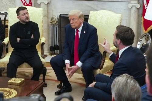 Associated Press files
                                In this February 2025 photo, Trump (centre) and Vice-President JD Vance (right) meet with Ukrainian President Volodymyr Zelenskyy in the Oval Office of the White House. The beleaguered Ukrainian president was mocked by Trump and Vance.