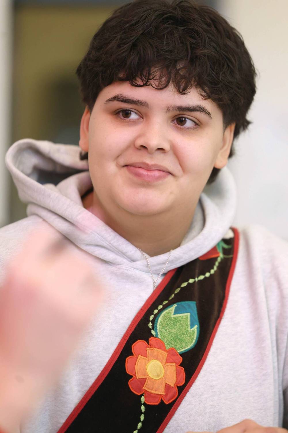 RUTH BONVILLE/FREE PRESS Banays-Que Henry is one of 17 students in the first cohort of the Anishinaabemowin language program.