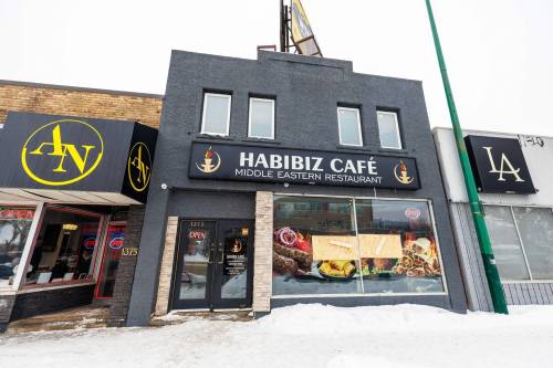 MIKE DEAL / FREE PRESS
                                The Habibiz Cafe, at 1373 Portage Ave., was vandalized early Sunday morning.