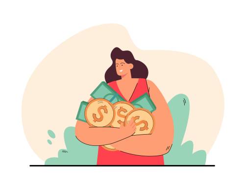 Freepik
                                Happy woman holding coins and banknotes in hands. Cartoon female person on pink background flat vector illustration. Money, wealth, finance for banner, website design or landing web page.