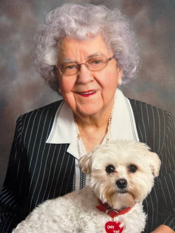 Mary Roberts was known for the Mary Maxim trademark and her trademark hugs, but her love of animals was profound. (Supplied)