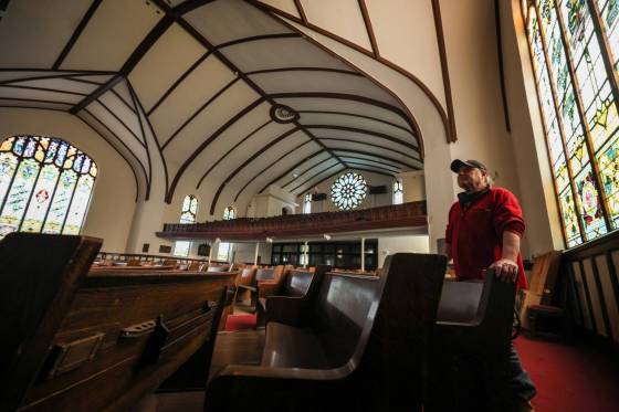 Longtime Westminster United Church caretaker Dan Beauvais knows every nook, crack and cranny of one of Winnipeg’s most prominent churches. (Ruth Bonneville / Free Press)