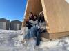 MAGGIE MACINTOSH / FREE PRESS
                                Bison Run School&rsquo;s Arya Samim (from left), Gabriela Londono and Tamilore Akinyele collaborated with other Grade 7 students to create a warming hut that will be installed at The Forks.