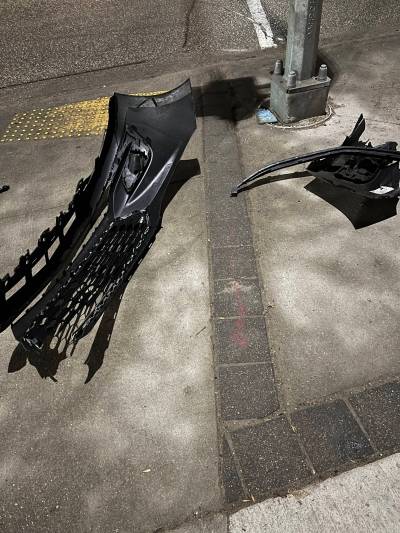 Russell Wangersky/Free Press
                                Car parts left on Portage after an accident.