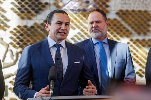 MIKE DEAL / FREE PRESS
                                Premier Wab Kinew said the security funding will be available provincewide for places of worship.