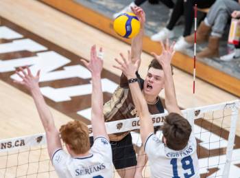 BROOK JONES / FREE PRESS FILES
                                Manitoba Bisons outside hitter Spencer Grahame said the motto the team&rsquo;s sports psychologist has been using &mdash; &lsquo;calm in the chaos&rsquo; &mdash; has helped the group make positive changes in the second half of the season.