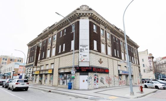 The St. Charles Hotel, at 235 Notre Dame Ave., landed on the National Trust for Canada’s endangered buildings list in 2024. (Mike Deal / Free Press files)
